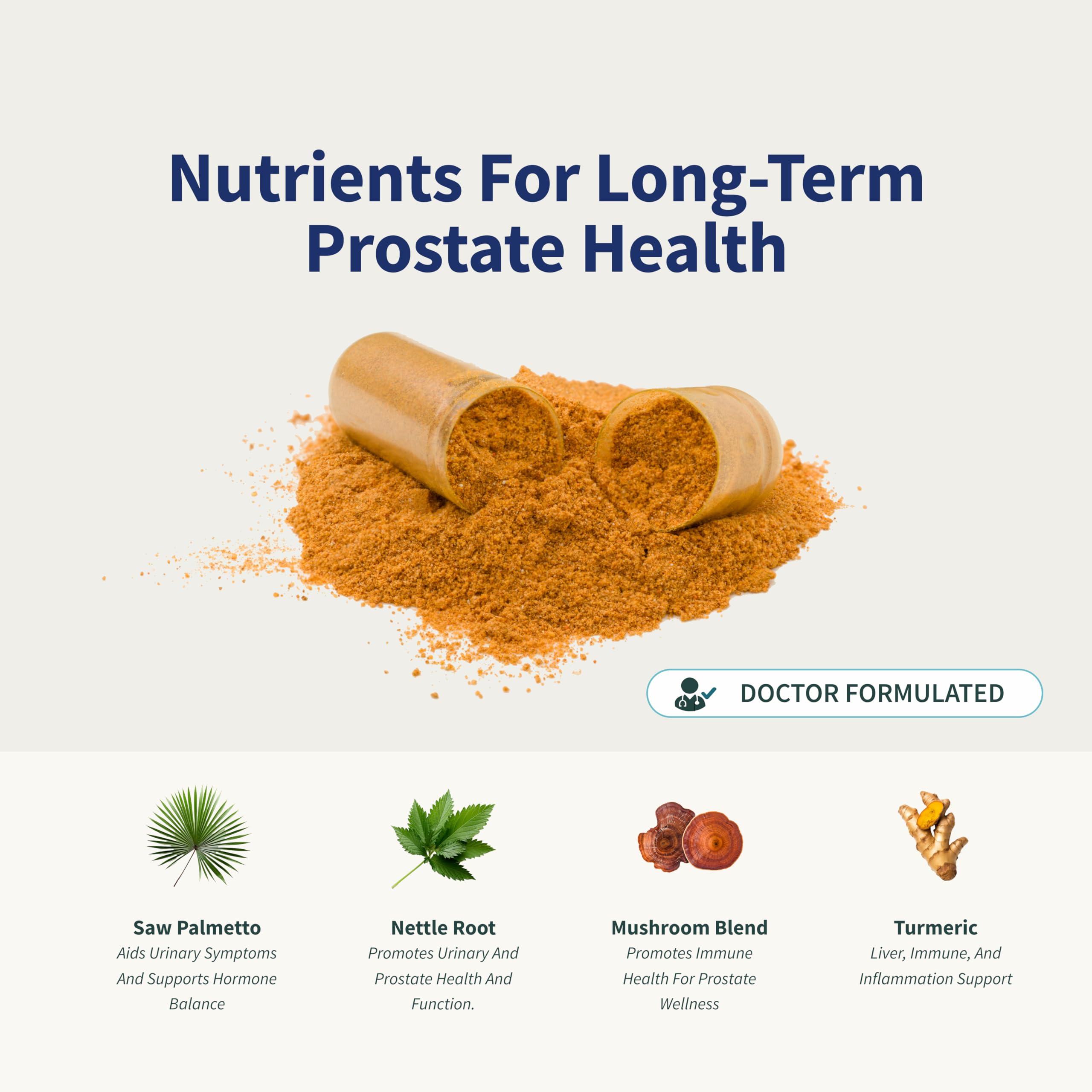 Saw palmetto and nettle root ingredients for prostate health