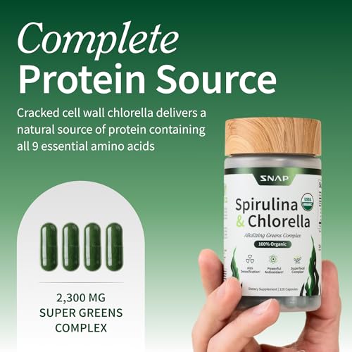 Product label showing spirulina chlorella blend