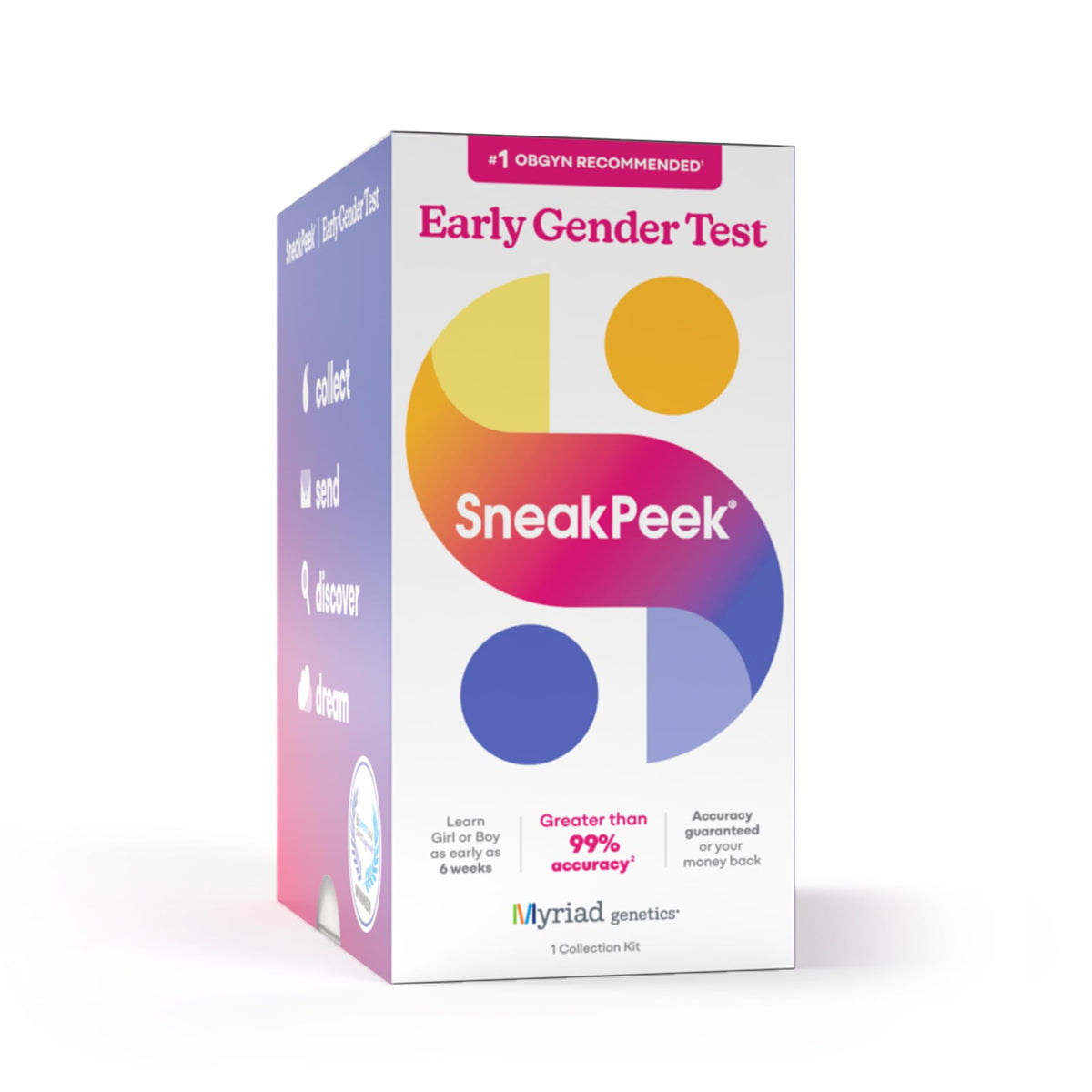 SneakPeek early gender test kit box with instructions