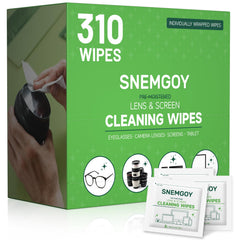 SNEMGOY 310-count lens cleaning wipes packaging