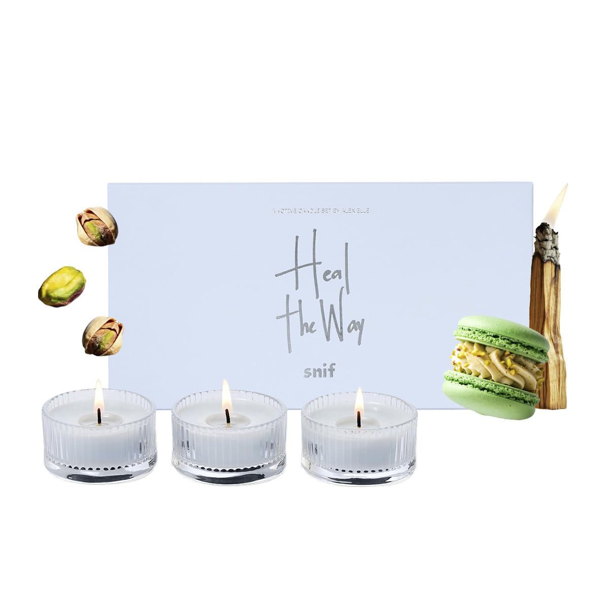 Snif Heal The Way Votive packaging signals premium vegan luxury, great for gifting.
