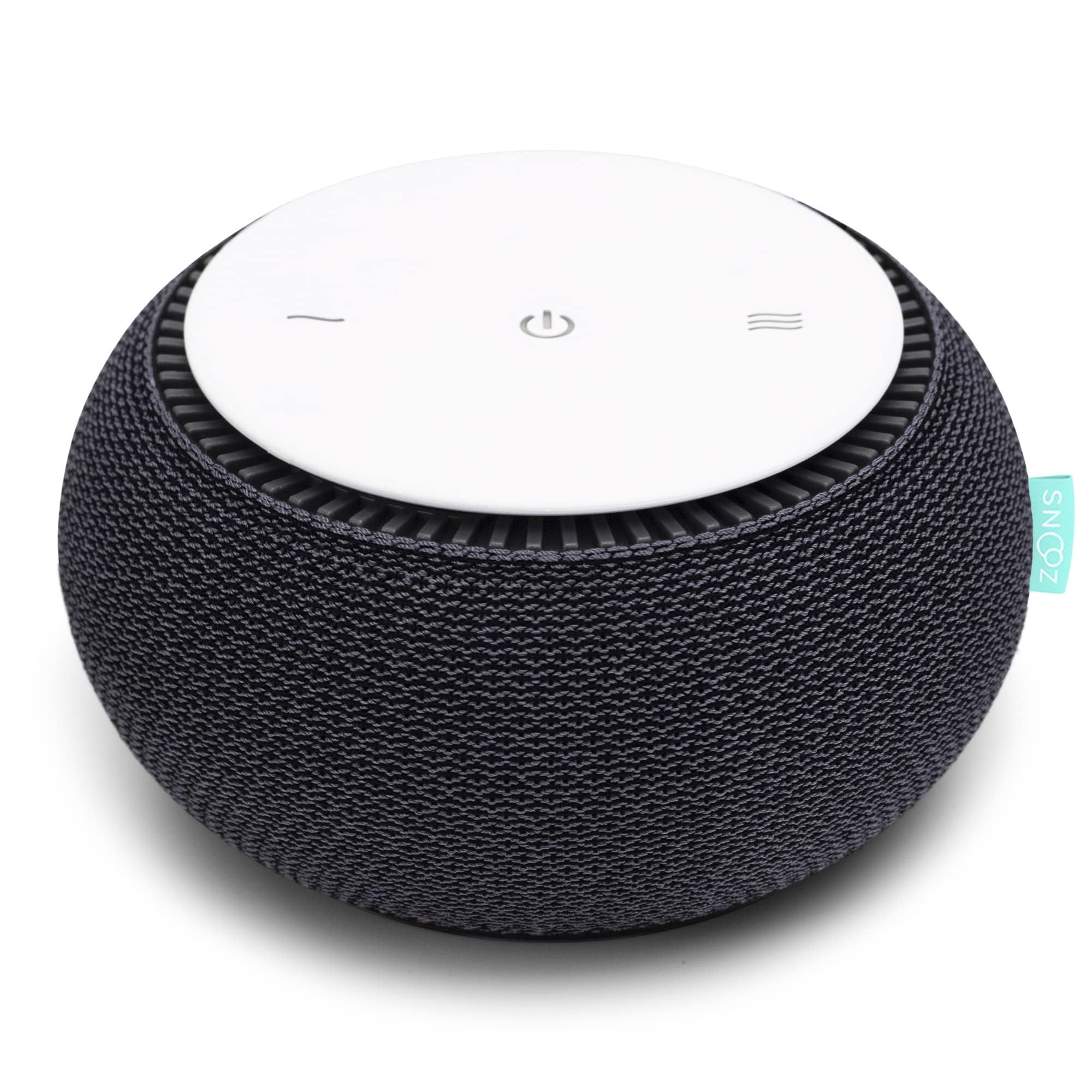 SNOOZ smart white noise machine front view showcases compact bedside design for easy use