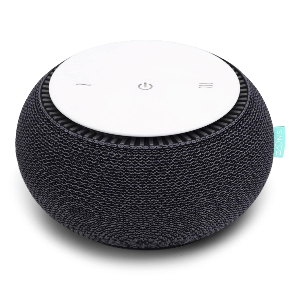 SNOOZ smart white noise machine front view showcases compact bedside design for easy use