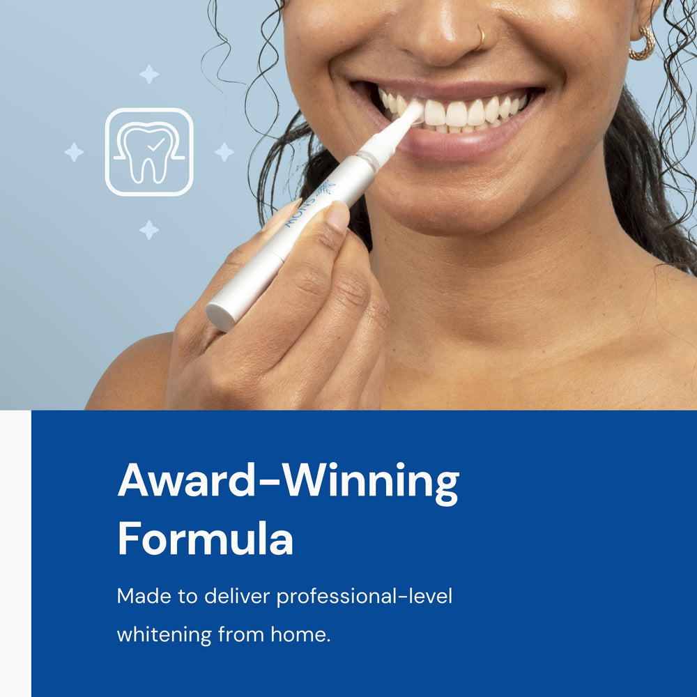 At-home whitening steps with wand and LED light
