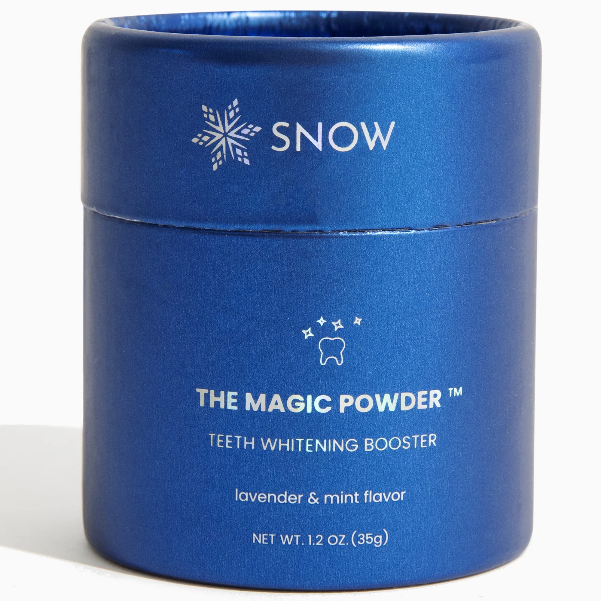 Snow Magic Teeth Whitening Powder packaging with Hydroxyapatite