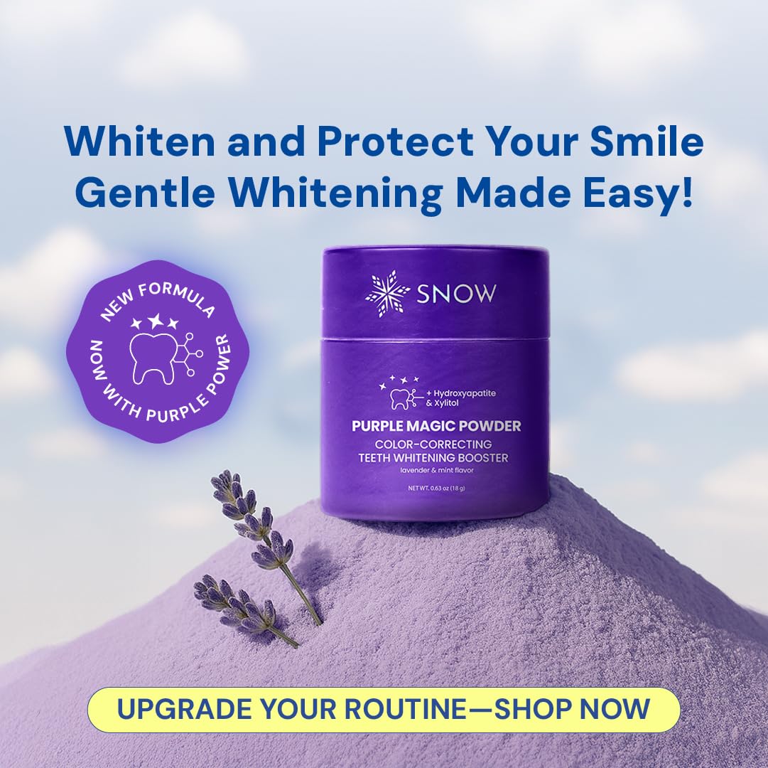 SNOW Purple Magic Powder used to boost a toothpaste routine