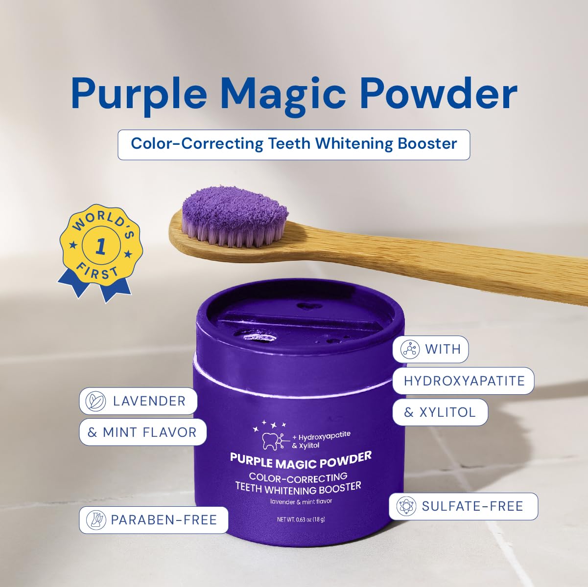 Close-up of a brighter smile after using SNOW Purple Magic Powder