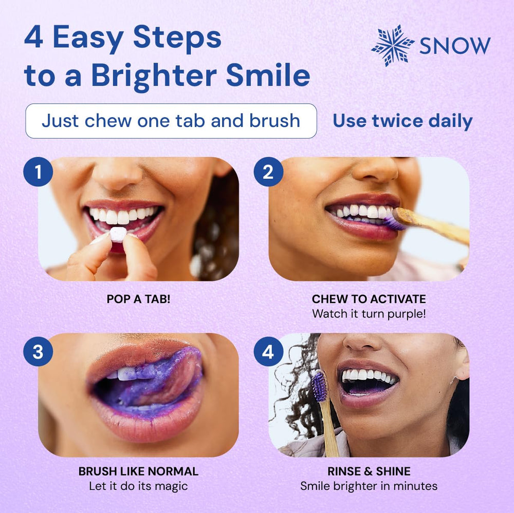 Minty lather from SNOW purple whitening toothpaste tablets
