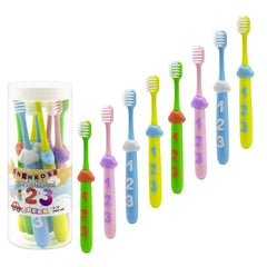 SnowRose 8 Pack Kids Toothbrushes set with multicolor handles and soft bristles