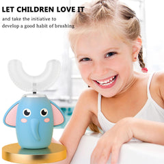 Close-up of ergonomic U-shaped brush head for kids