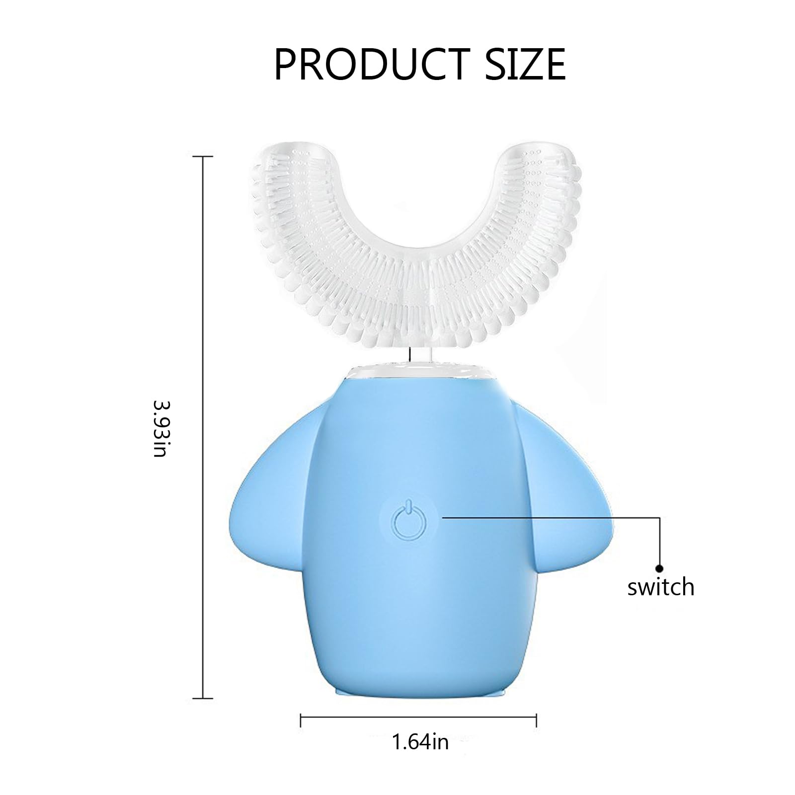 Two brush heads: silicone U-shaped and soft brush head