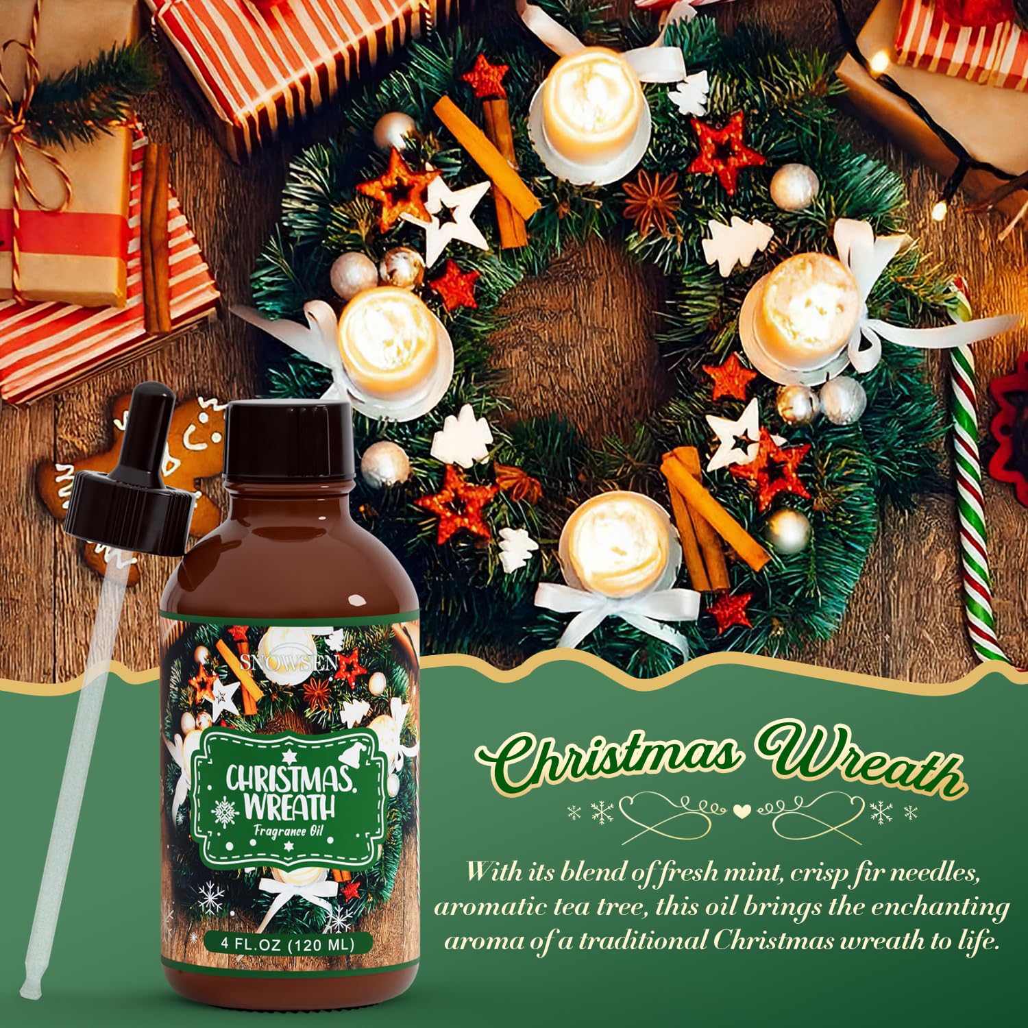 Diffuser filled with SNOWSEN Christmas Wreath fragrance oil