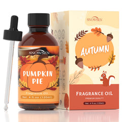 Amber glass pumpkin pie fragrance oil bottle with dropper