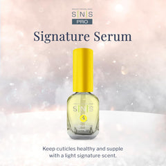 SNS Cuticle Oil pour shot emphasizes easy application and quick absorption for nails.