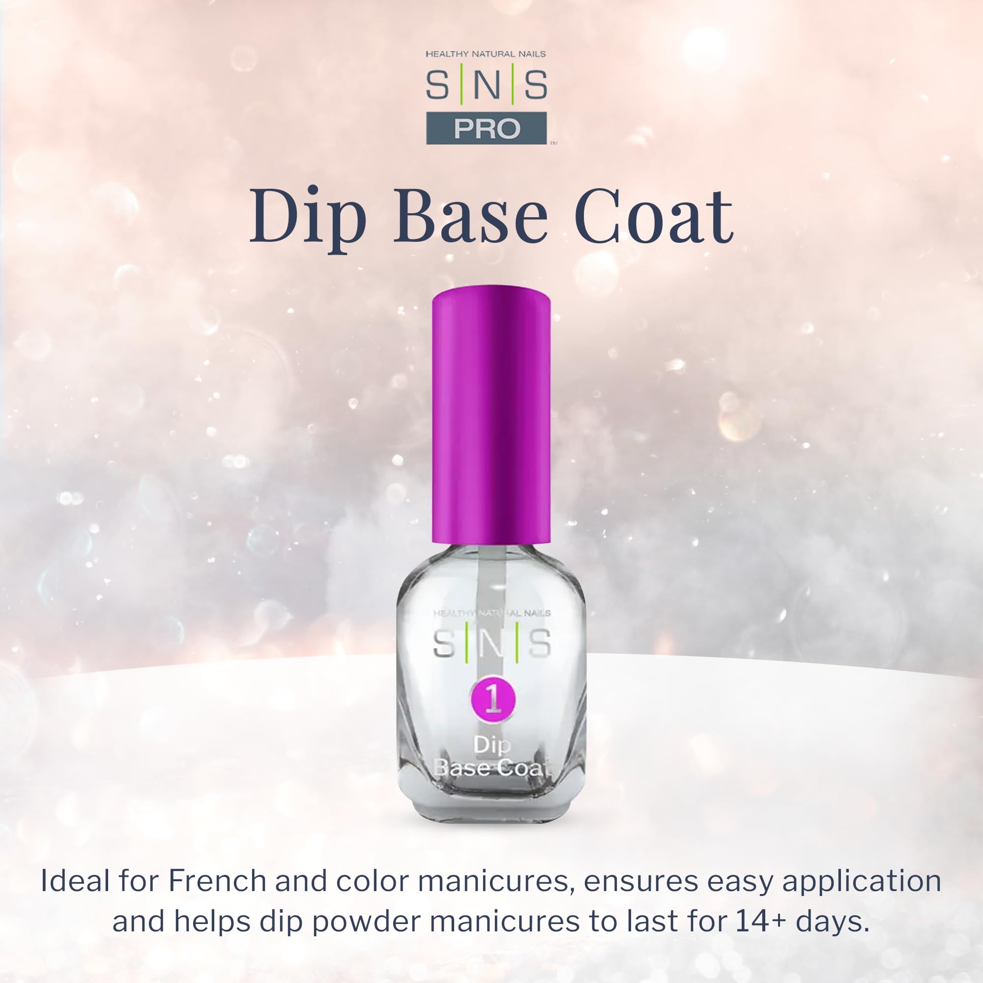 SNS Dip Base Coat mirror finish close-up shows a glossy, salon-worthy look.