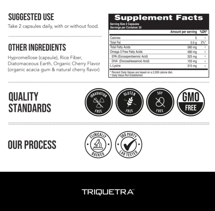 Label indicating GMO-free, soy-free, gluten-free, USA-made, third-party tested