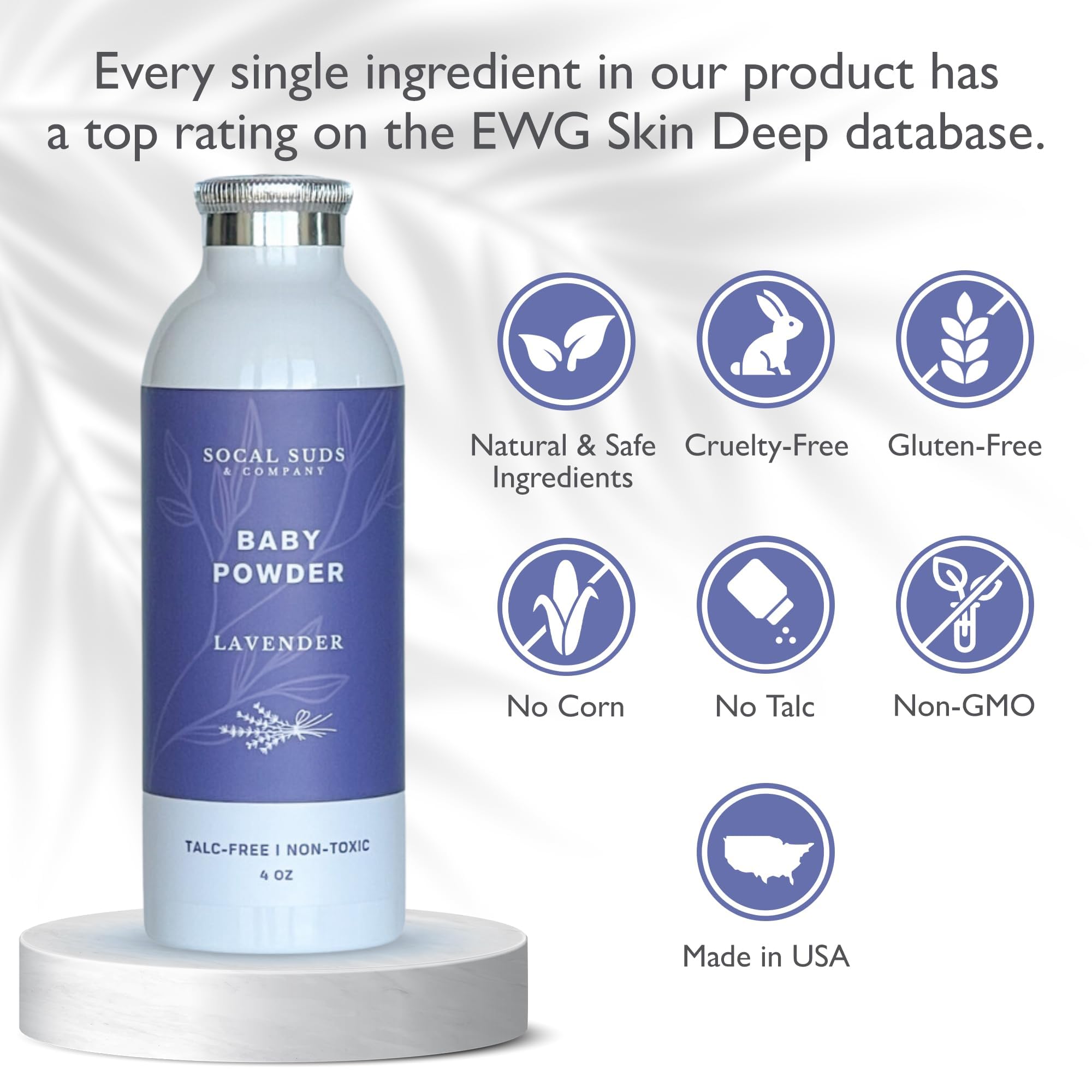 Arrowroot powder texture close-up emphasizes natural moisture absorption for tiny bums.