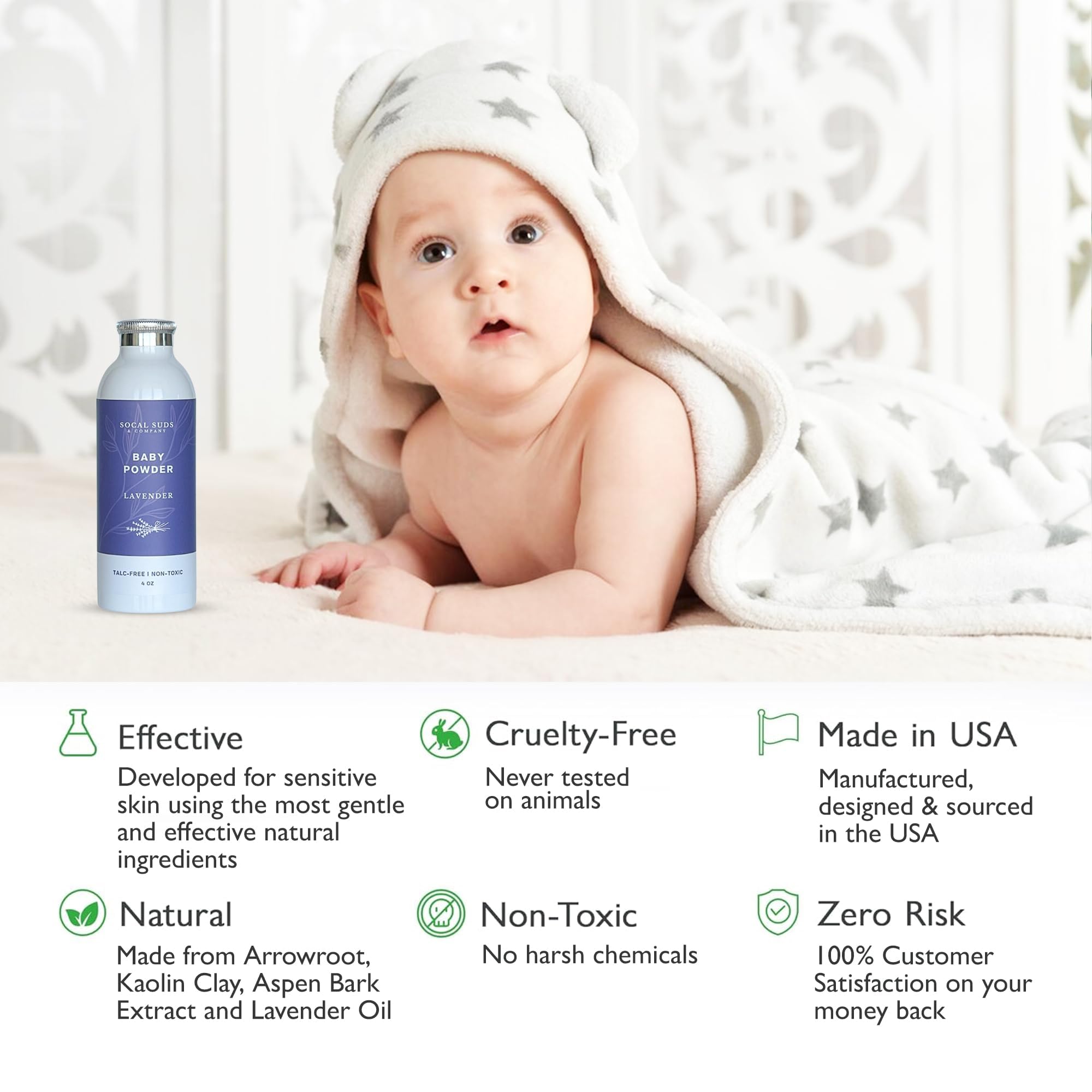 Aspen bark extract bottle label hints soothing care for sensitive baby skin.