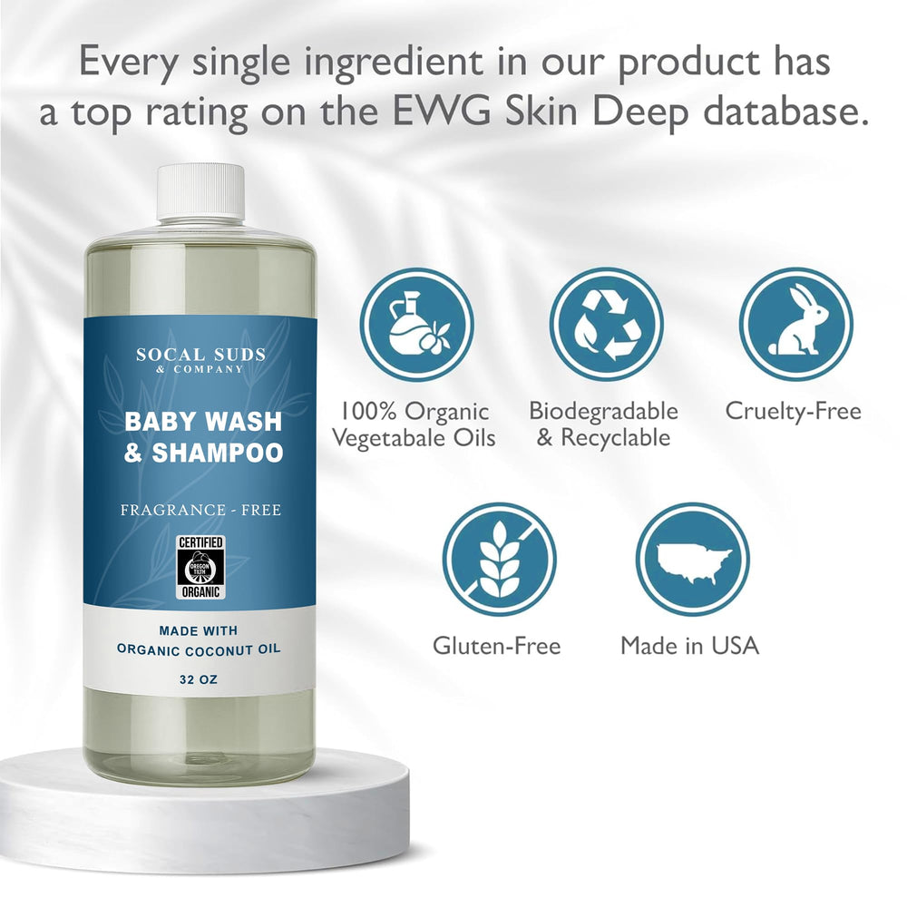 Fragrance-free baby wash label showing 32oz size