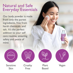 SoCal Suds & Company arrowroot kaolin closeup emphasizes natural moisture absorption.