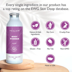 SoCal Suds & Company label closeup highlights rose scent and natural absorbency.