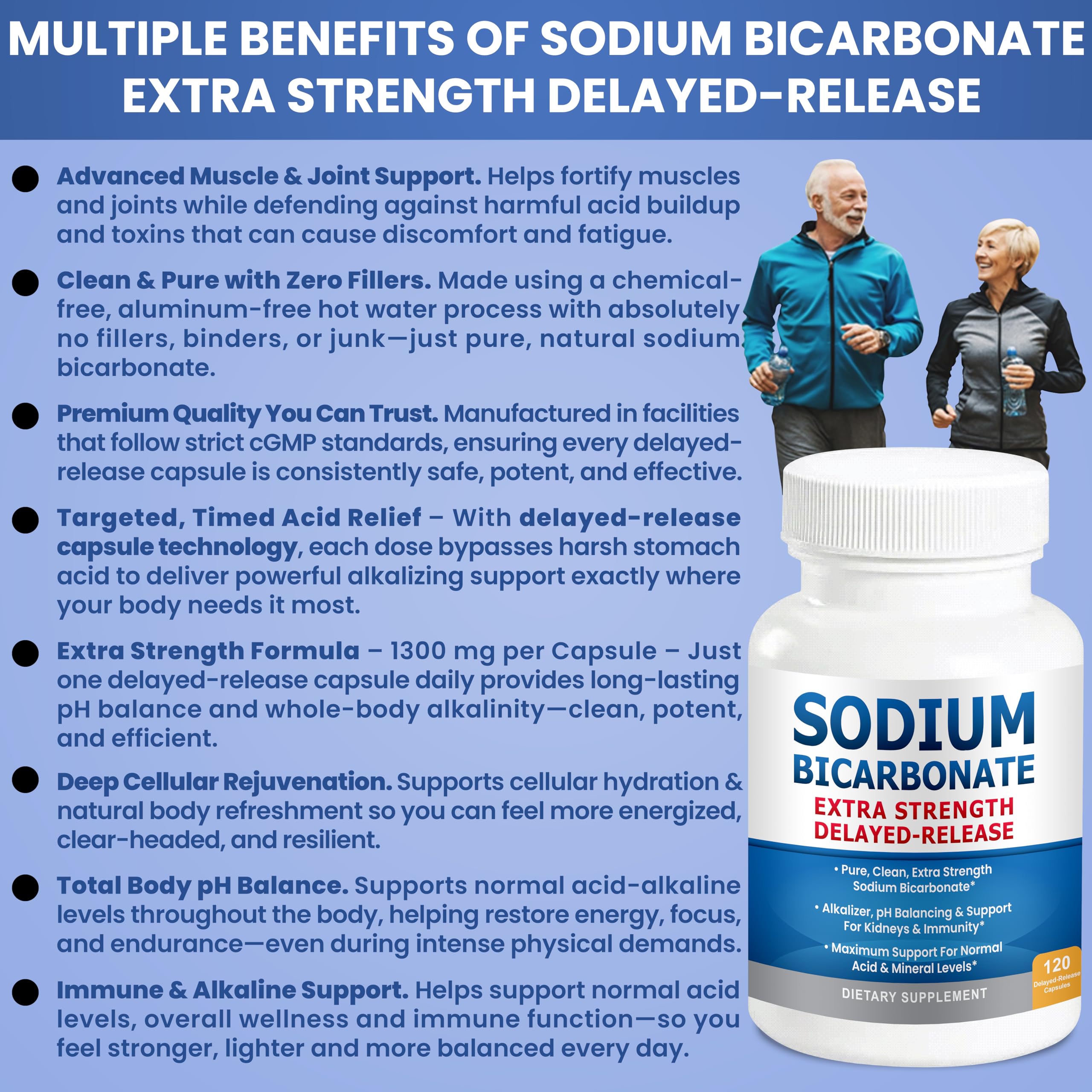 Delayed-release sodium bicarbonate capsules for daily alkalinity