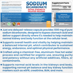 Digestive support with 1300mg sodium bicarbonate capsules