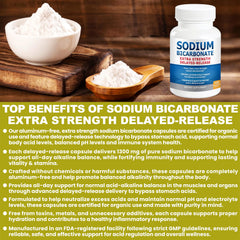 Packaging: 120-count bottle of organic-use sodium bicarbonate capsules