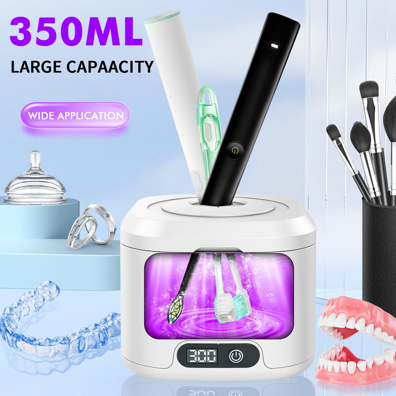 Top design with large cleaning hole for long items