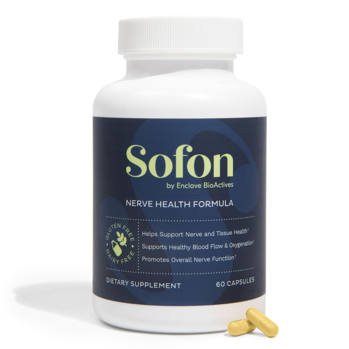 Sofon Nerve Support bottle label and capsules