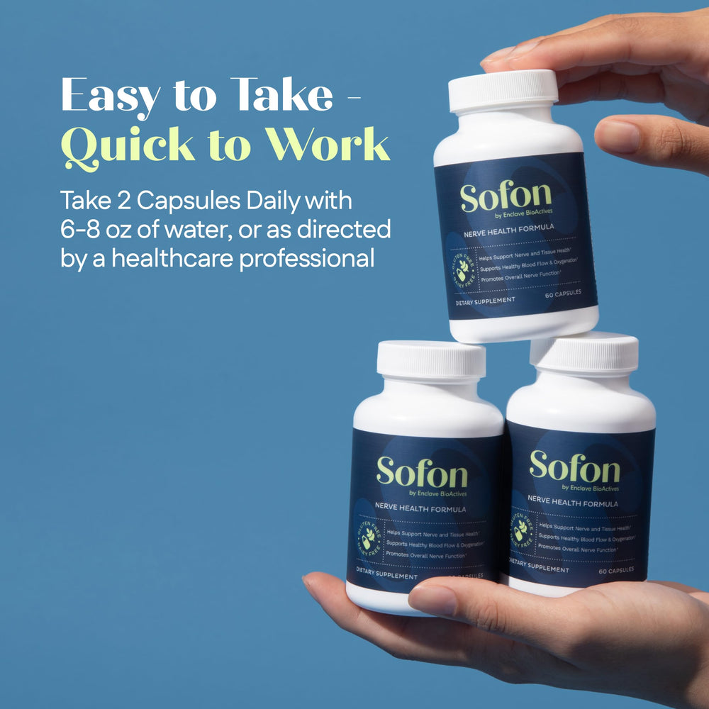 Sofon Nerve Support with glass of water for daily routine