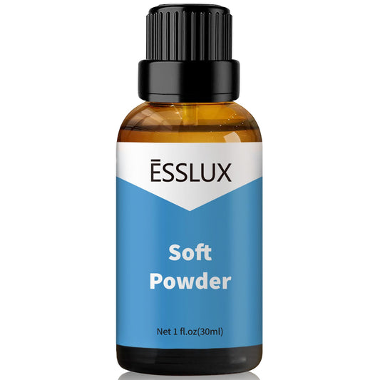 Soft Powder Fragrance Oil in amber glass bottle with dropper
