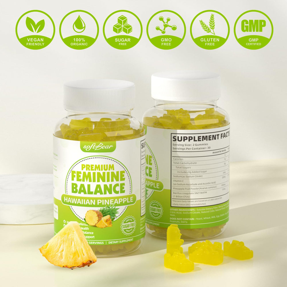 Daily use of pineapple-flavored softbear feminine balance gummies