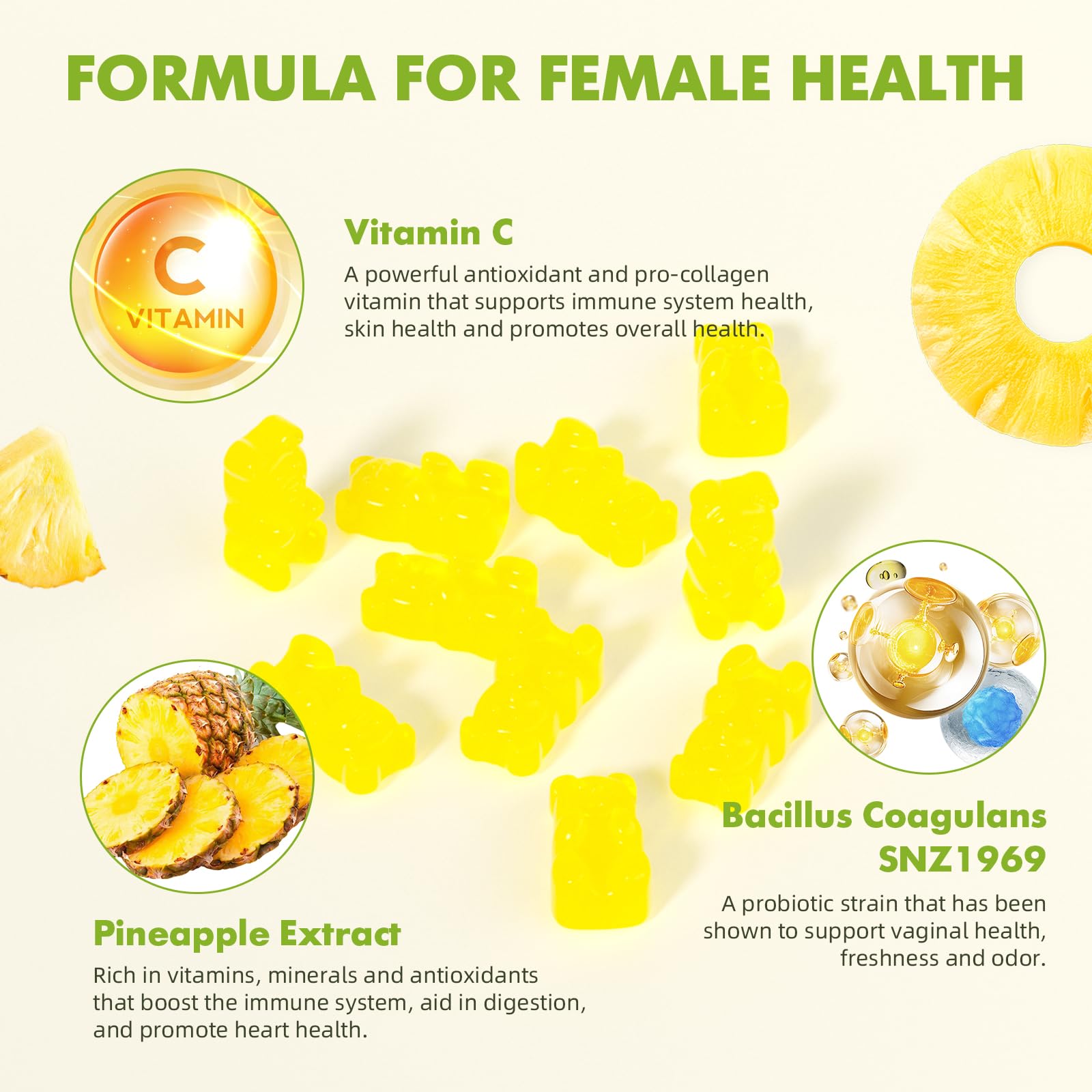 Ingredients and probiotics for vegan, gluten-free softbear gummies