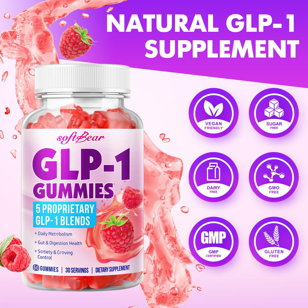 Nutrition facts and ingredients panel for SoftBear GLP-1 Probiotic Gummies