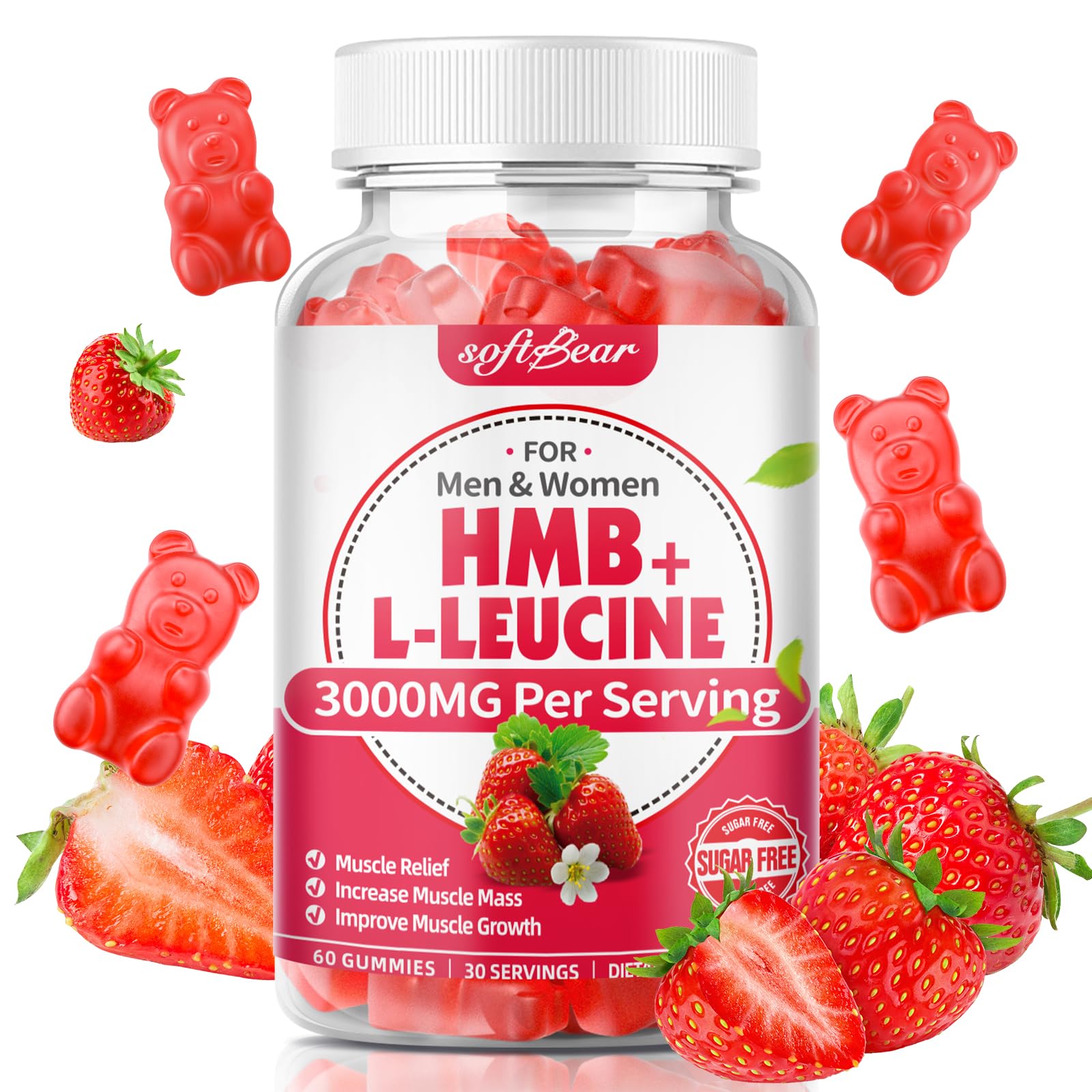 Gummy serving in a white bowl with strawberry slices