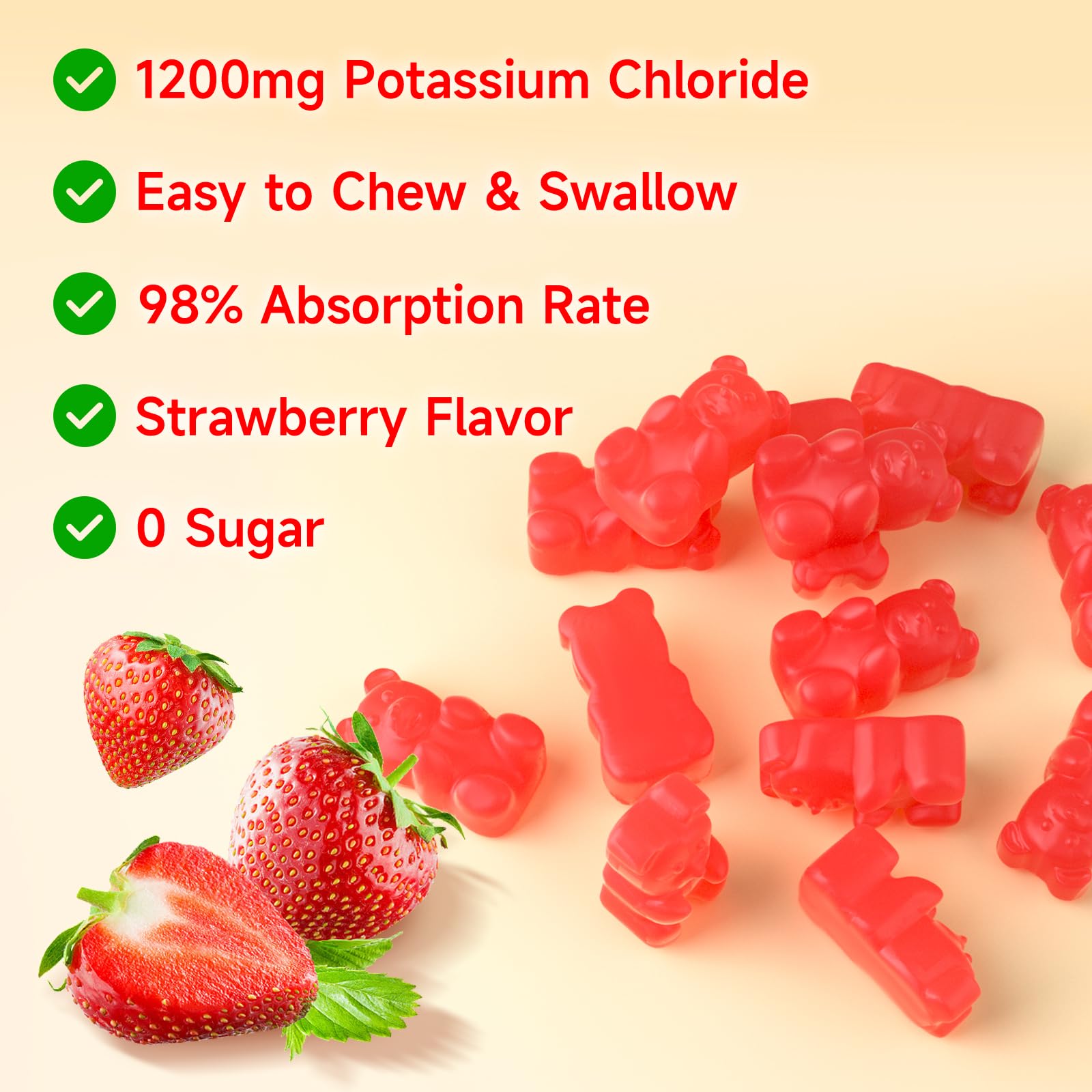Ingredients list for softbear Potassium Gummies Strawberry