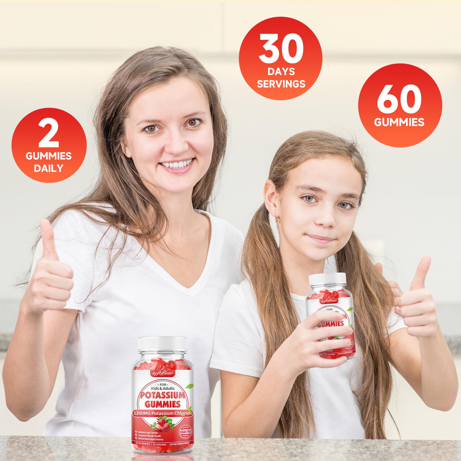 Product label with ingredients and 1200mg potassium per serving
