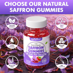 60-count Softbear saffron gummies bottle on kitchen counter