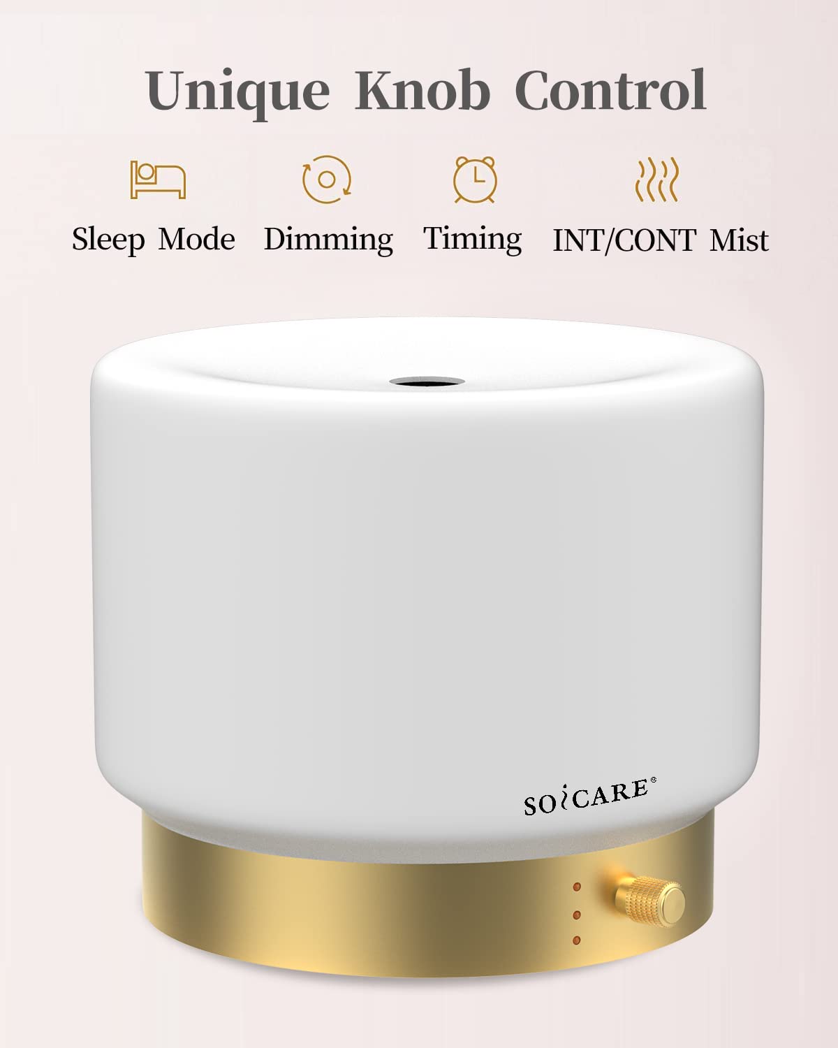 SOICARE diffuser on nightstand with warm glow for bedtime ambiance