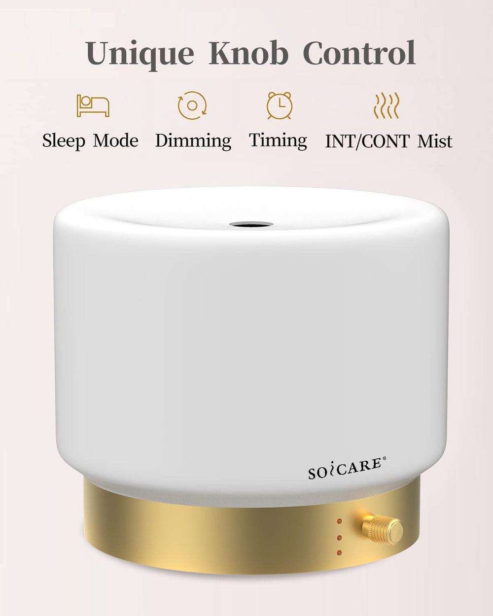 SOICARE diffuser on nightstand with warm glow for bedtime ambiance