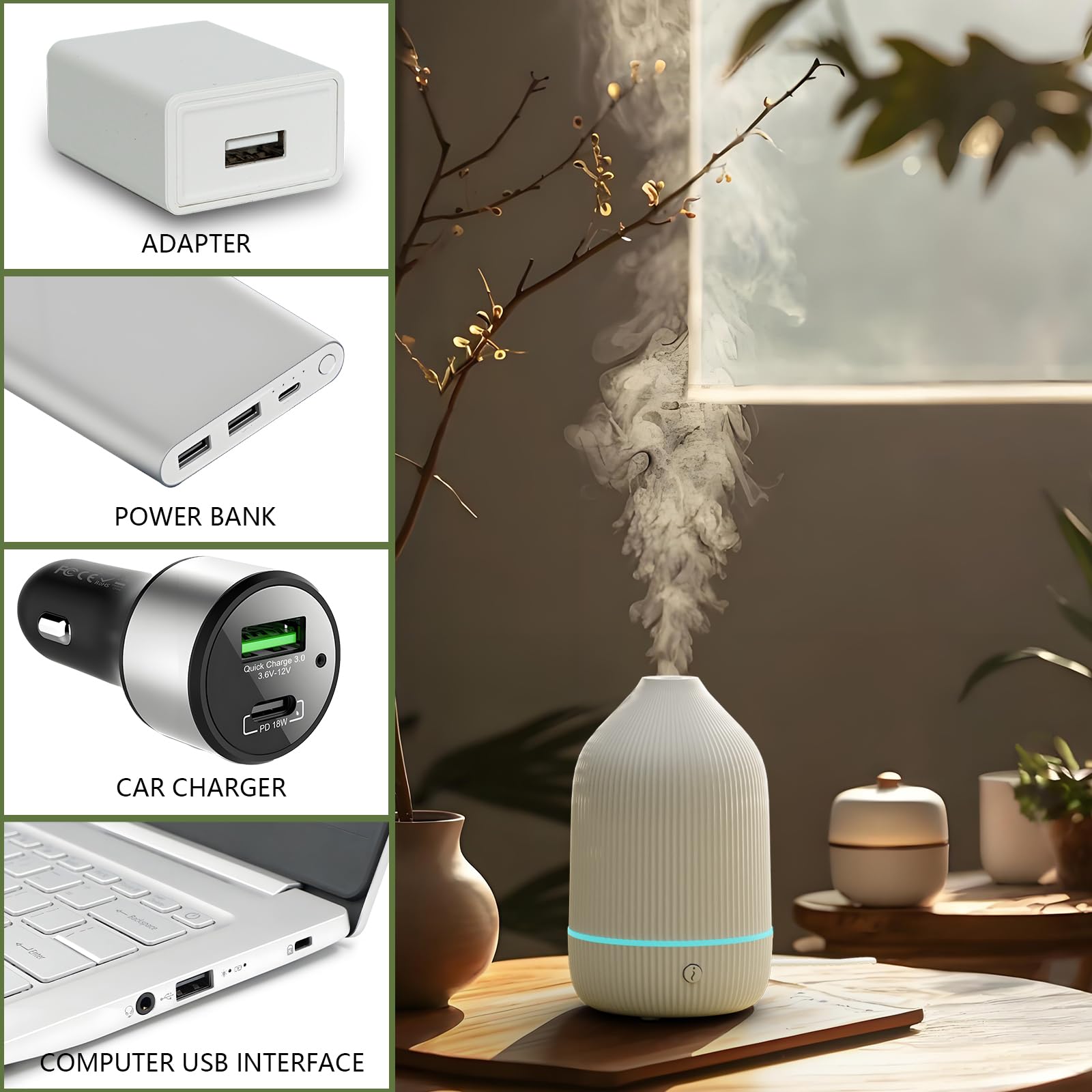 SOICARE diffuser with USB cable and adapter