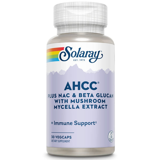Solaray AHCC + NAC & Beta Glucan Veg Cap bottle 30 count — front view