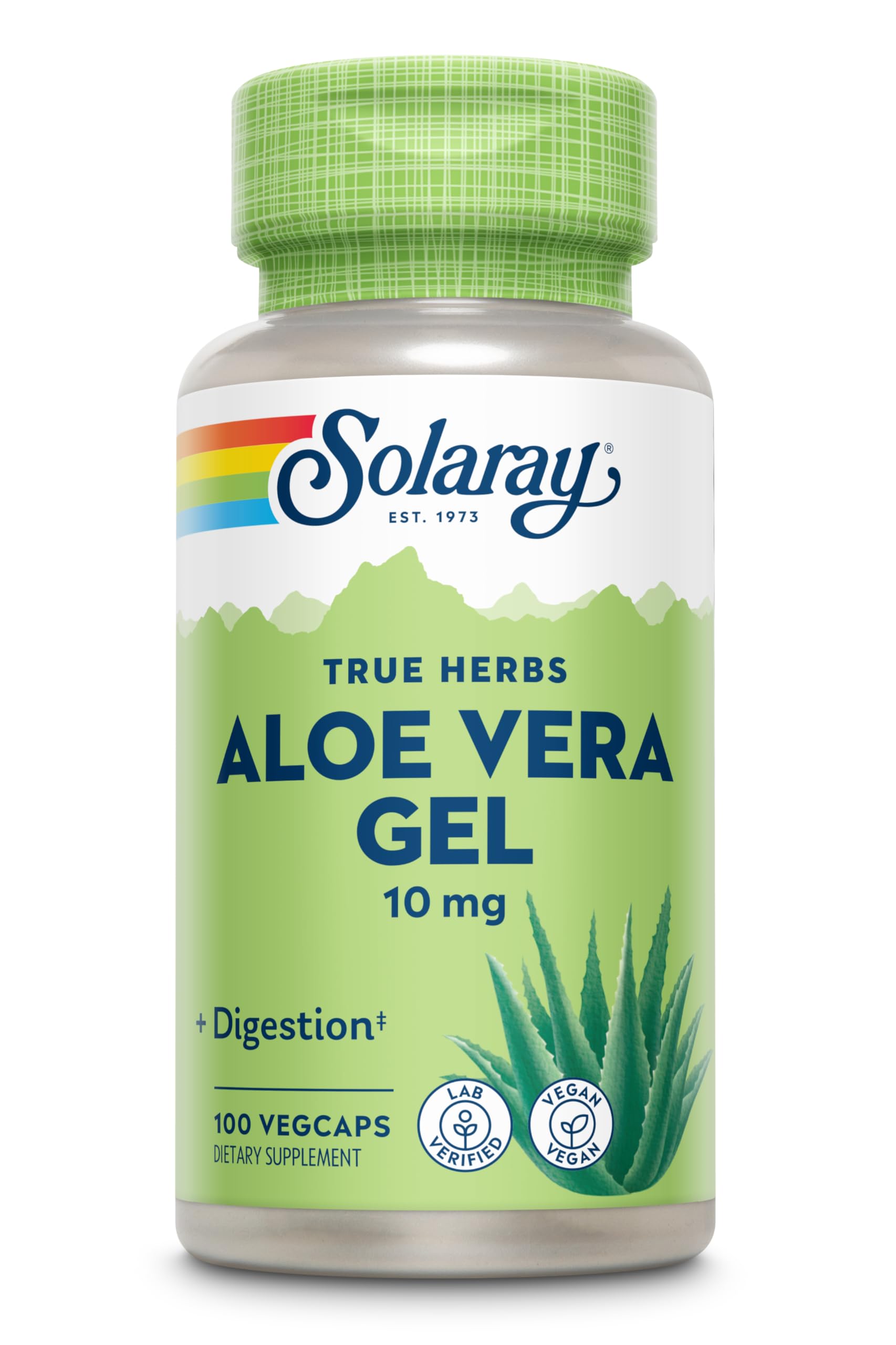 SOLARAY Aloe Vera Gel 200X capsules bottle with ginger, peppermint and parsley