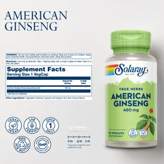 American Ginseng 480 mg VegCaps bottle on counter