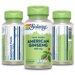 Nutrition facts panel on SOLARAY American Ginseng bottle