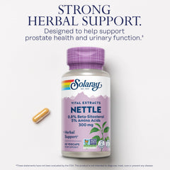 Nettle root supplement highlighting amino acids and ingredients