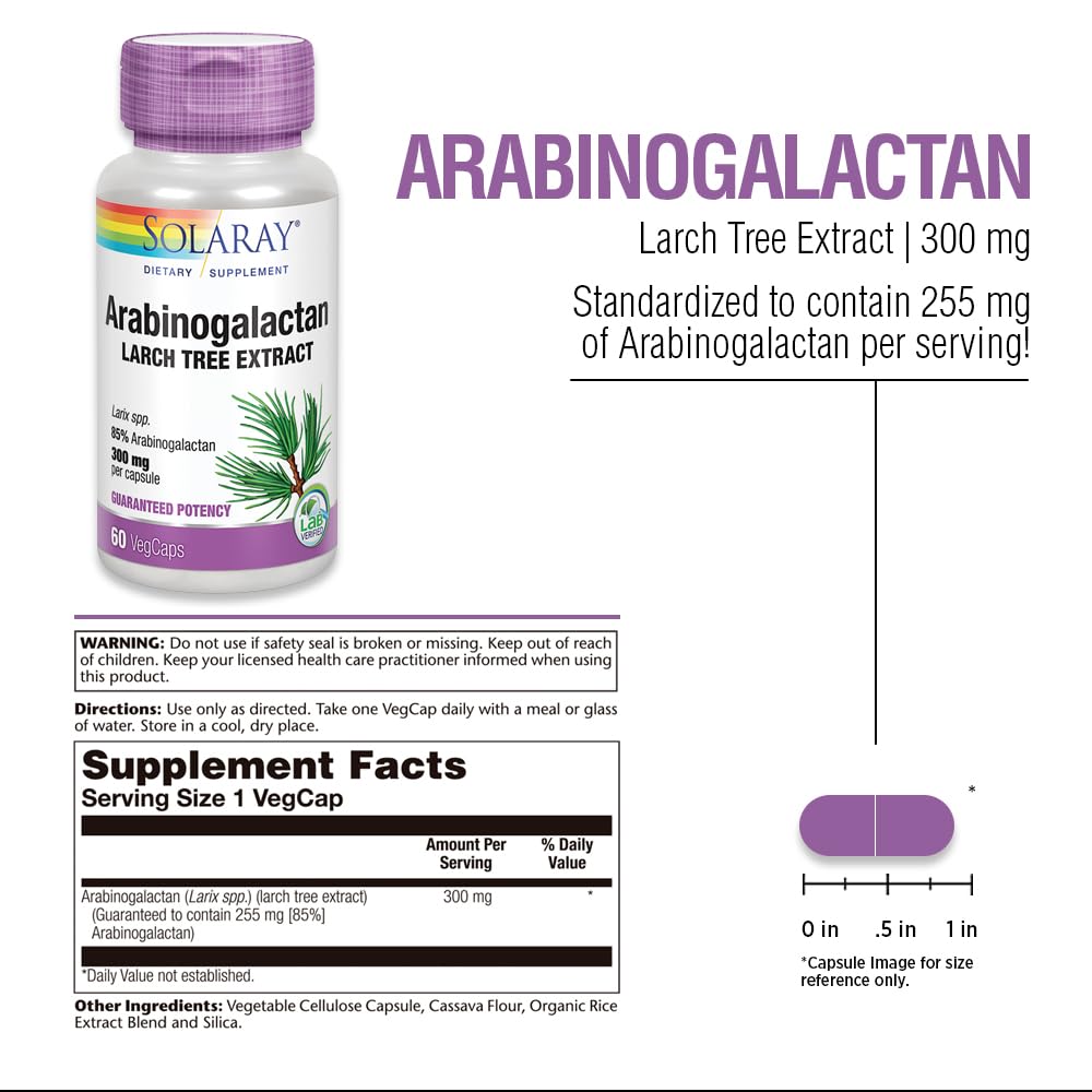 Healthy gut support with SOLARAY Arabinogalactan 300mg prebiotic fiber