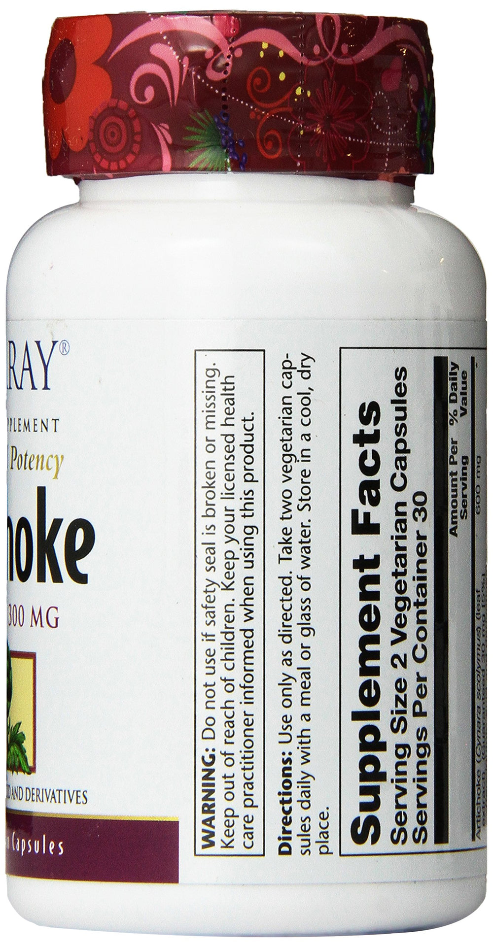 Guaranteed potency label showing 30 mg caffeoyl acid per 2 capsules
