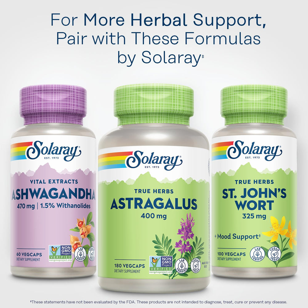 Eco-friendly bottle and packaging of SOLARAY Astragalus Root 400mg